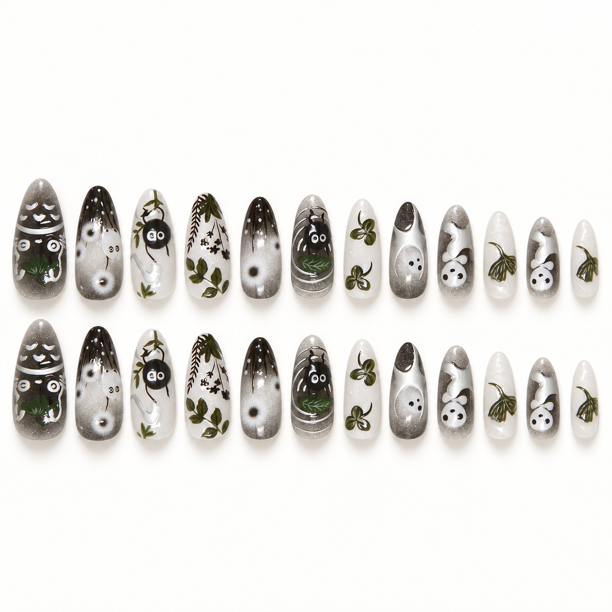Sweet Cool Cat Eye Forest Press On Nails - image 2