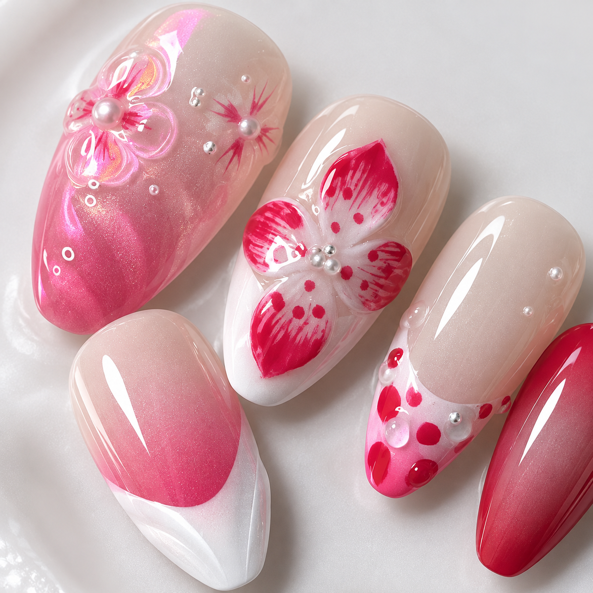 Rose Gradient Pearl Floral French Press On Nail Set · mproduct-10c965b45b1136f806e9