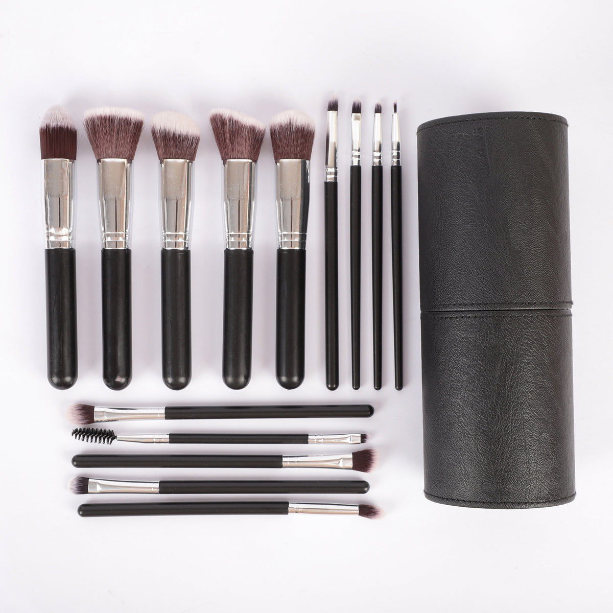 14pcs Makeup Brush Set With Leather Bucket
