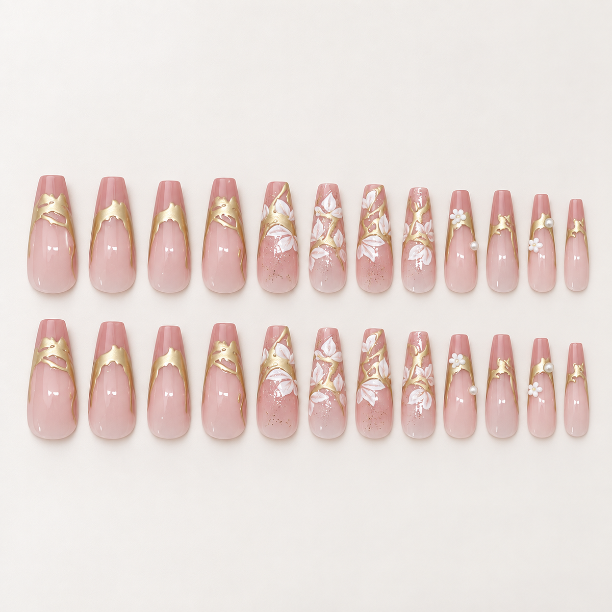 Gilded Magnolia French Pearl Press On Nail Set