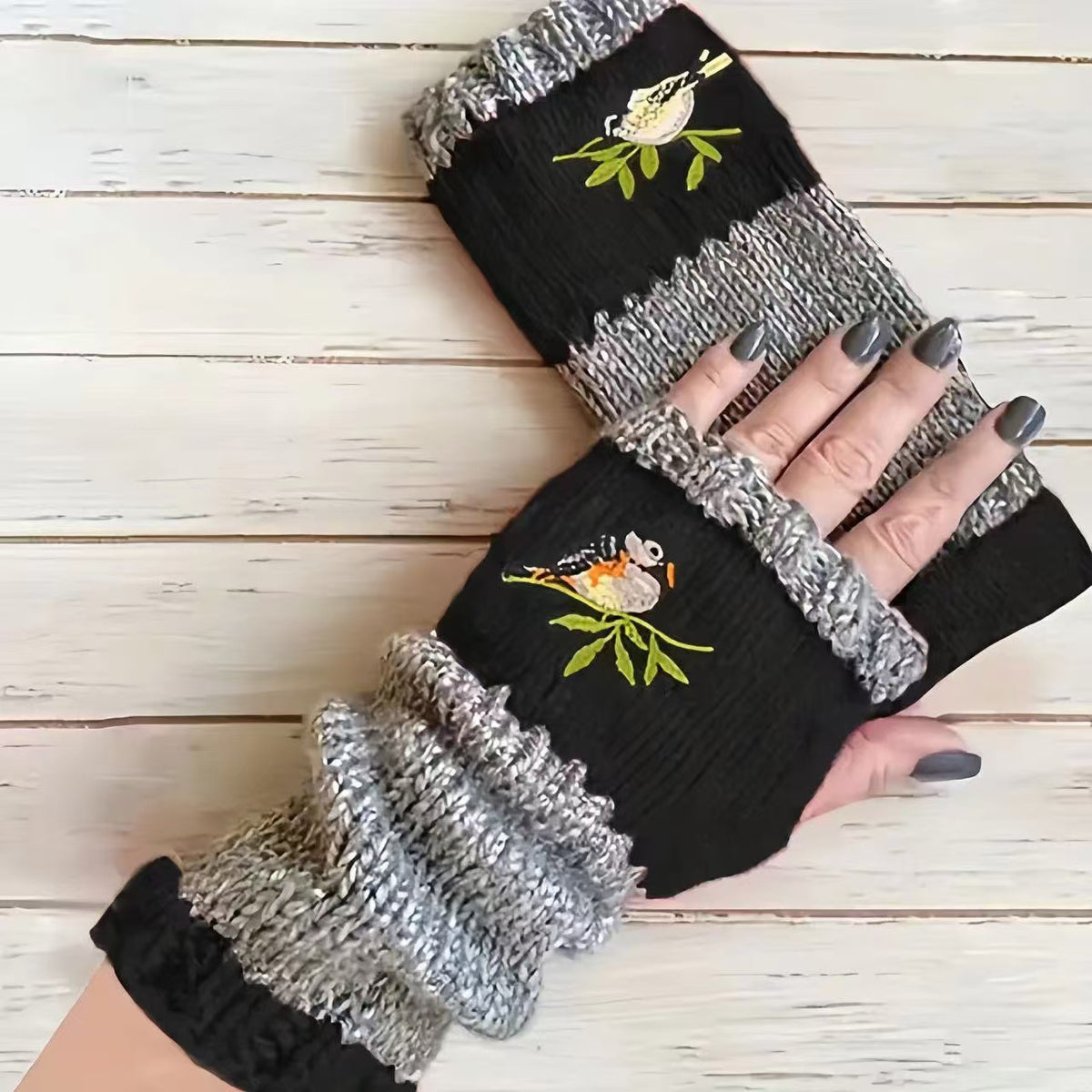 Bird Embroidery Design Women's Winter Gloves 3