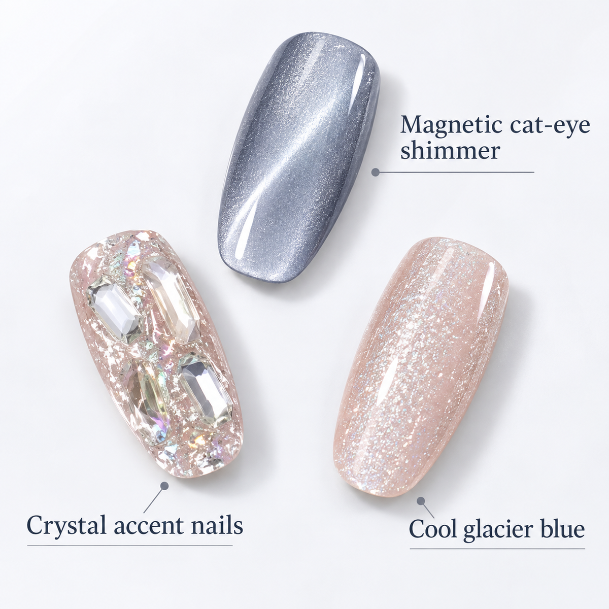 Glacier Blue Cat Eye Ballet Press On Nail Set