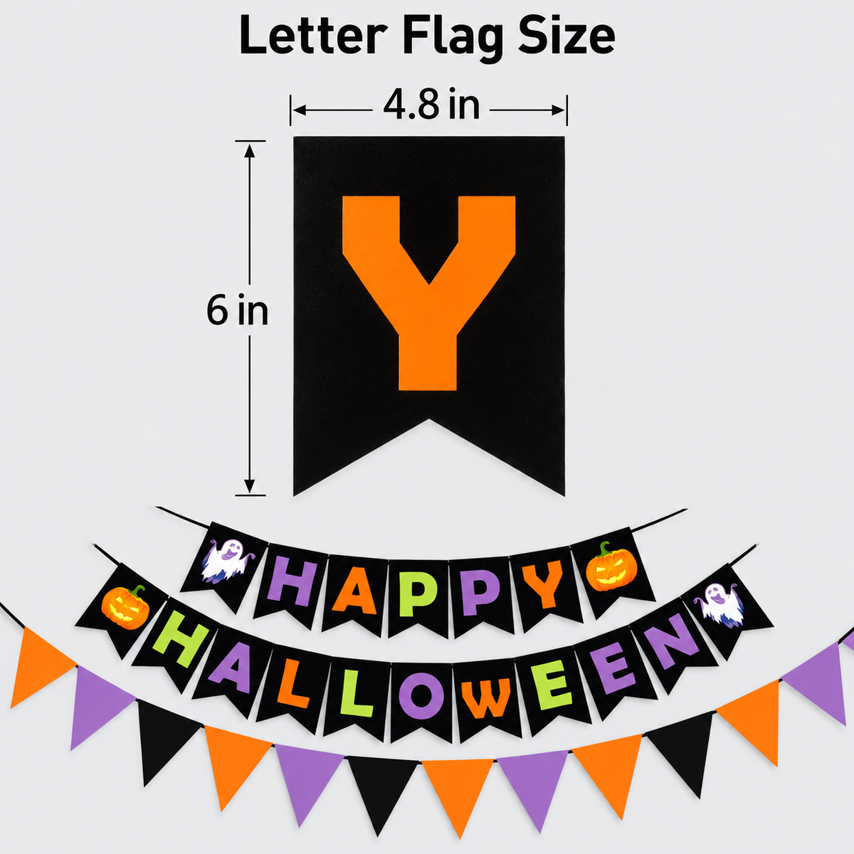 Happy Halloween Letter Banner with Triangle Garland 3