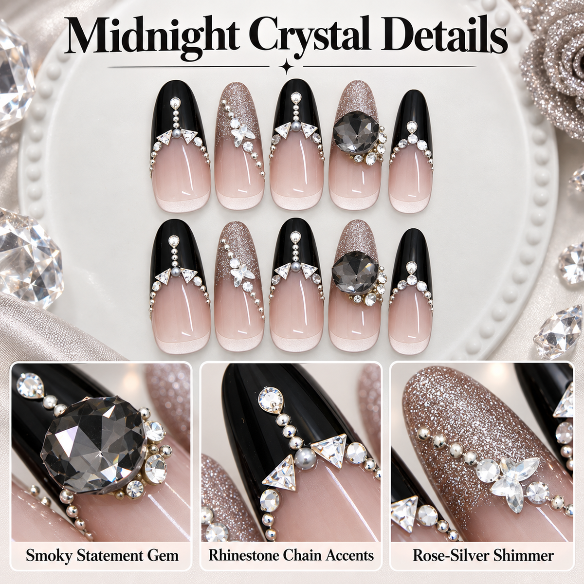 Deep Night Cat Eye Butterfly Press On Nails - image 5