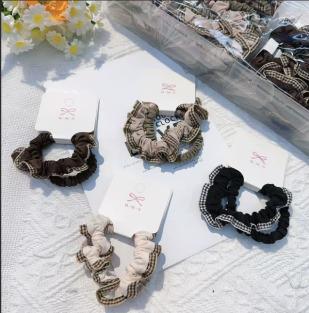 Plaid Ruffle Hair Ties 2pcs 2
