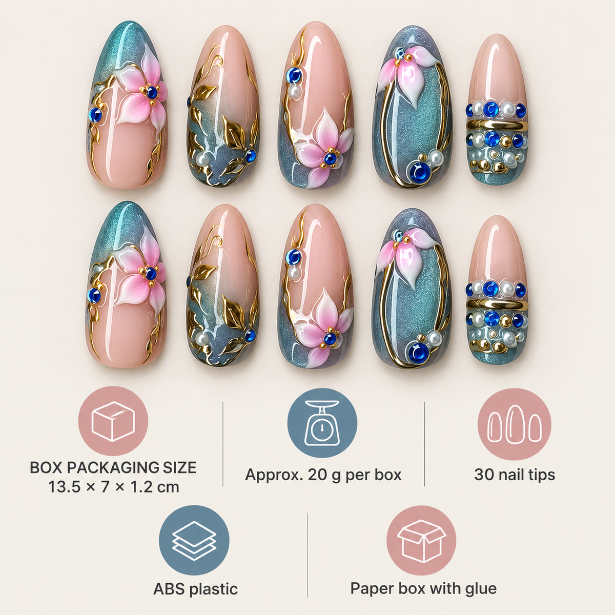 Golden Lily Cat Eye Sculpted Press On Nails - image 3