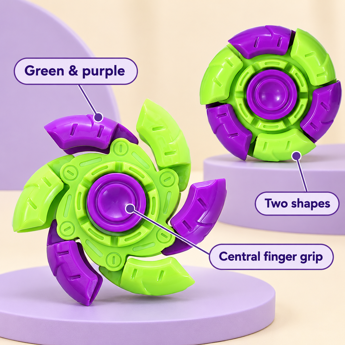 6-Blade Expanding Fidget Spinner – Green & Purple 7
