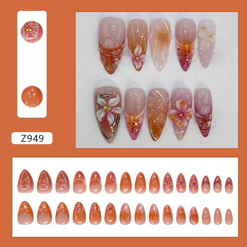 Pink Floral French Press On Nails 30 Piece Set - image 6