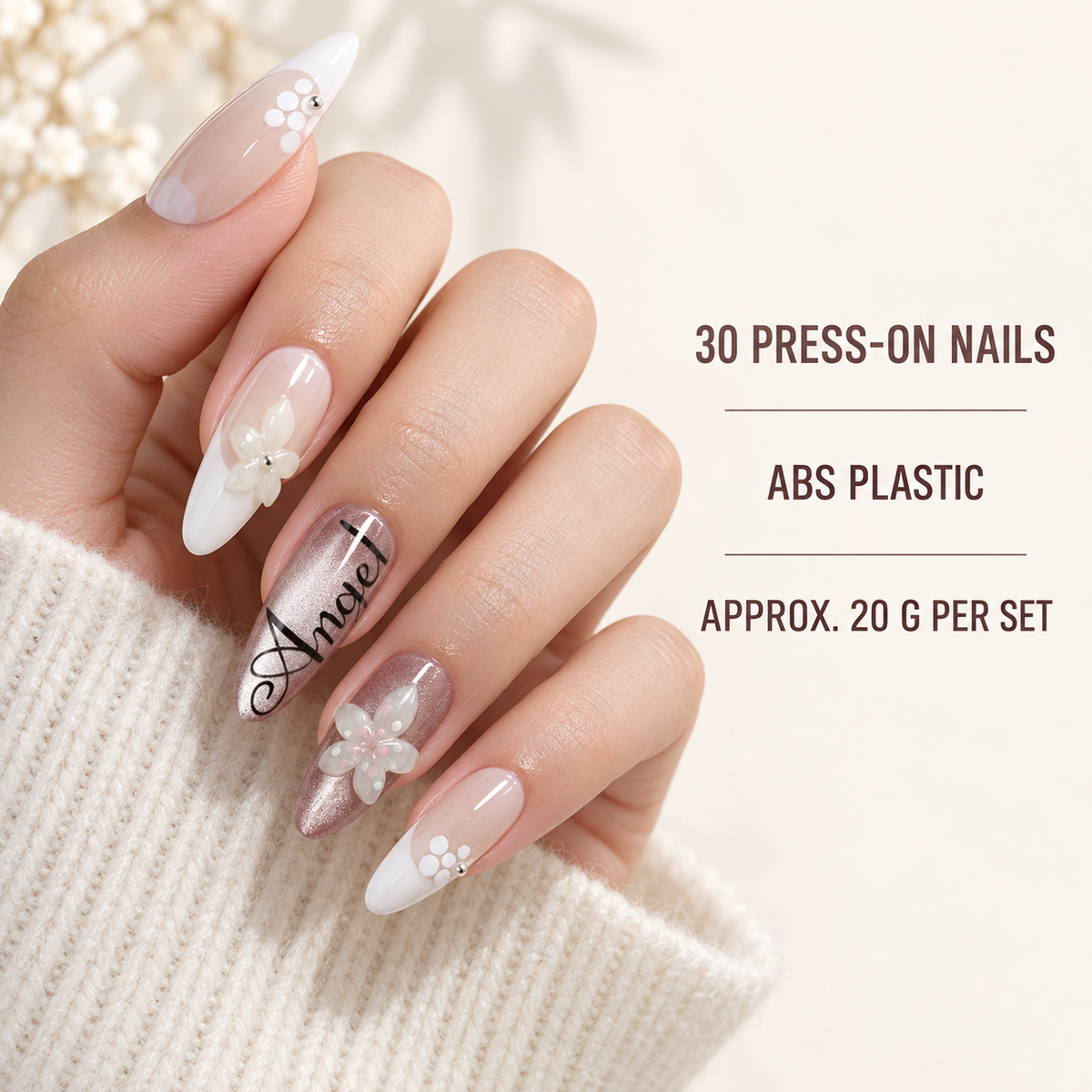 Red Brown Floral Cat Eye Press On Nail Set