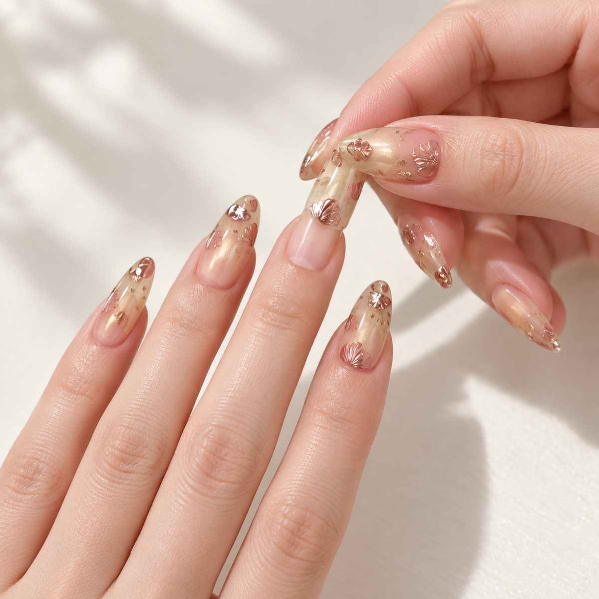 Dreamy Floral Cat Eye French Press On Nail Set