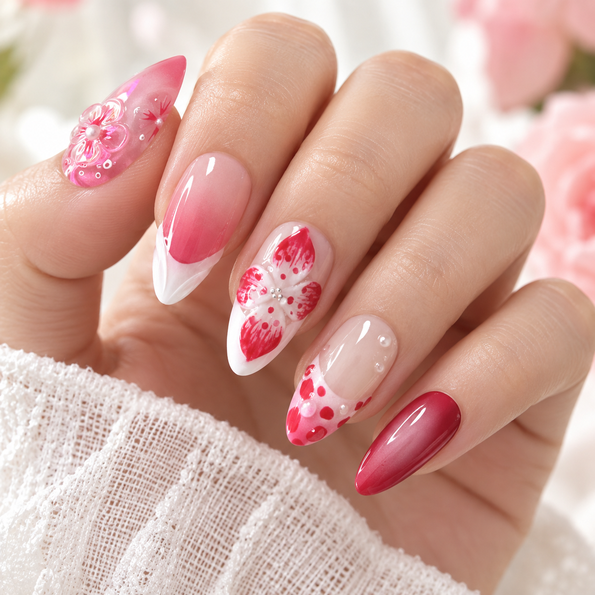 Rose Gradient Pearl Floral French Press On Nail Set · mproduct-56703b7ed13cbc6011f1
