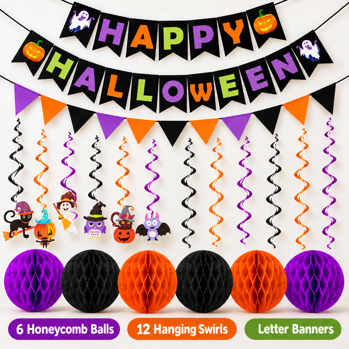 Halloween Party Decoration Set – Purple, Black & Orange 7