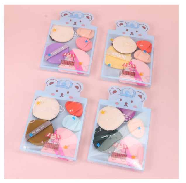 Bear-Shaped Pastel Makeup Sponge Set 5-Pack 2