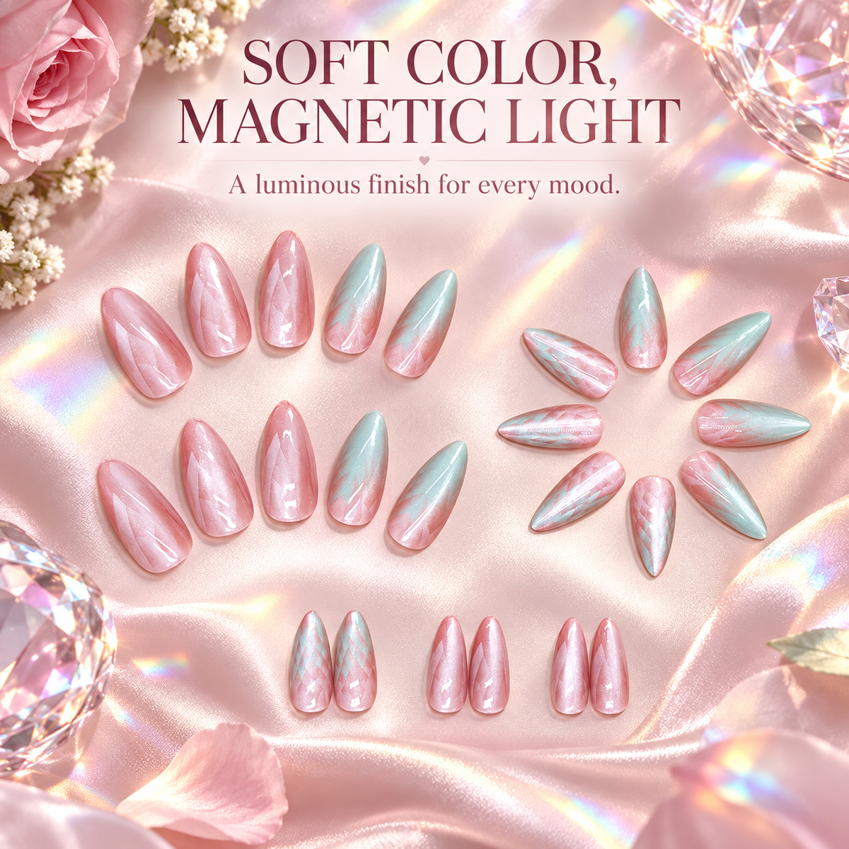 Glazed Cat Eye Gradient Almond Press On Nails - image 6