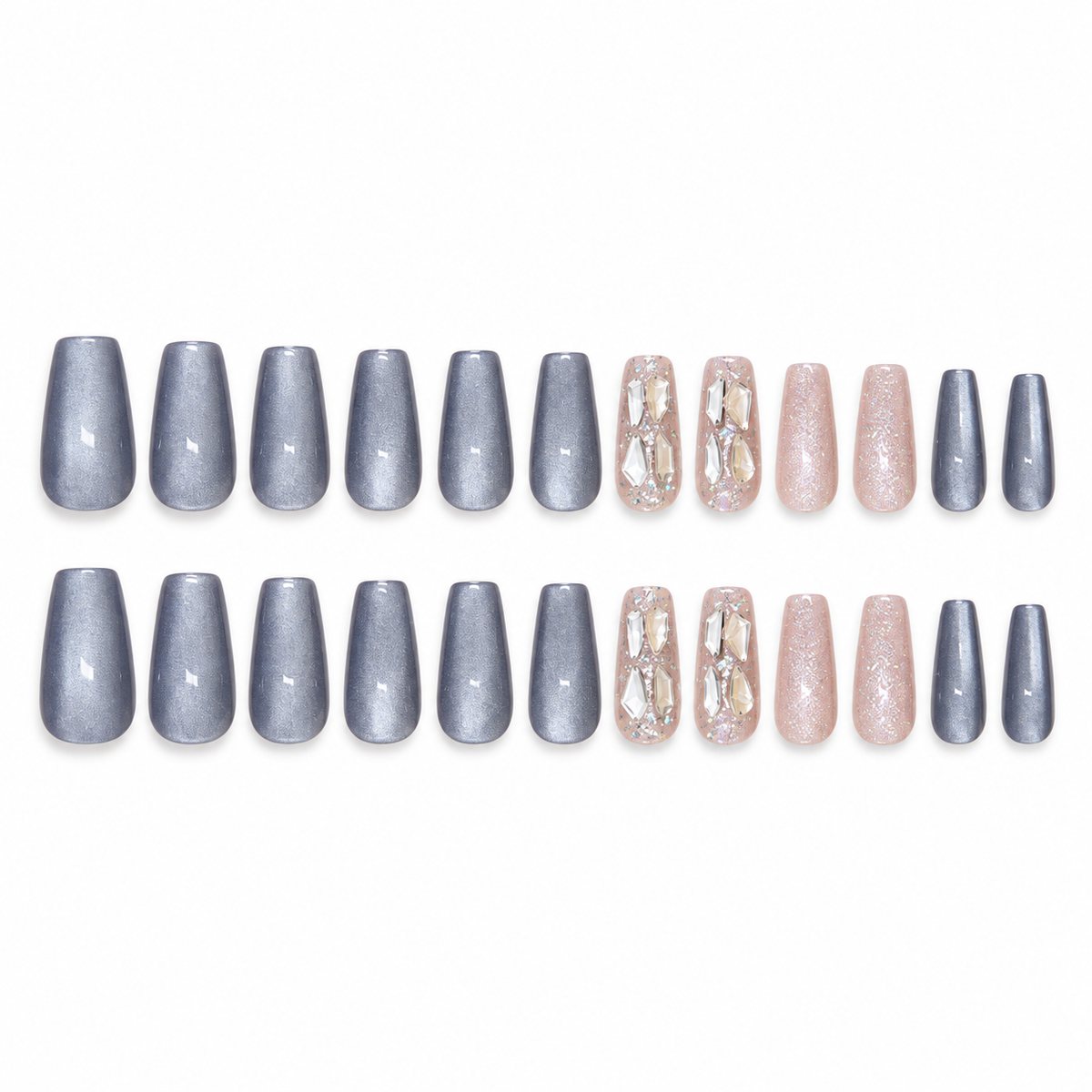 Glacier Blue Cat Eye Ballet Press On Nail Set