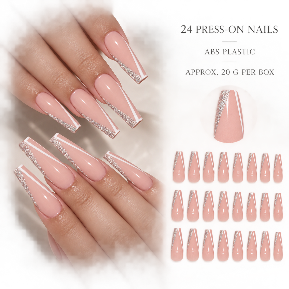 French Galaxy Sparkle Ballerina Press On Nail Set · mproduct-790e191834b0ff53f073