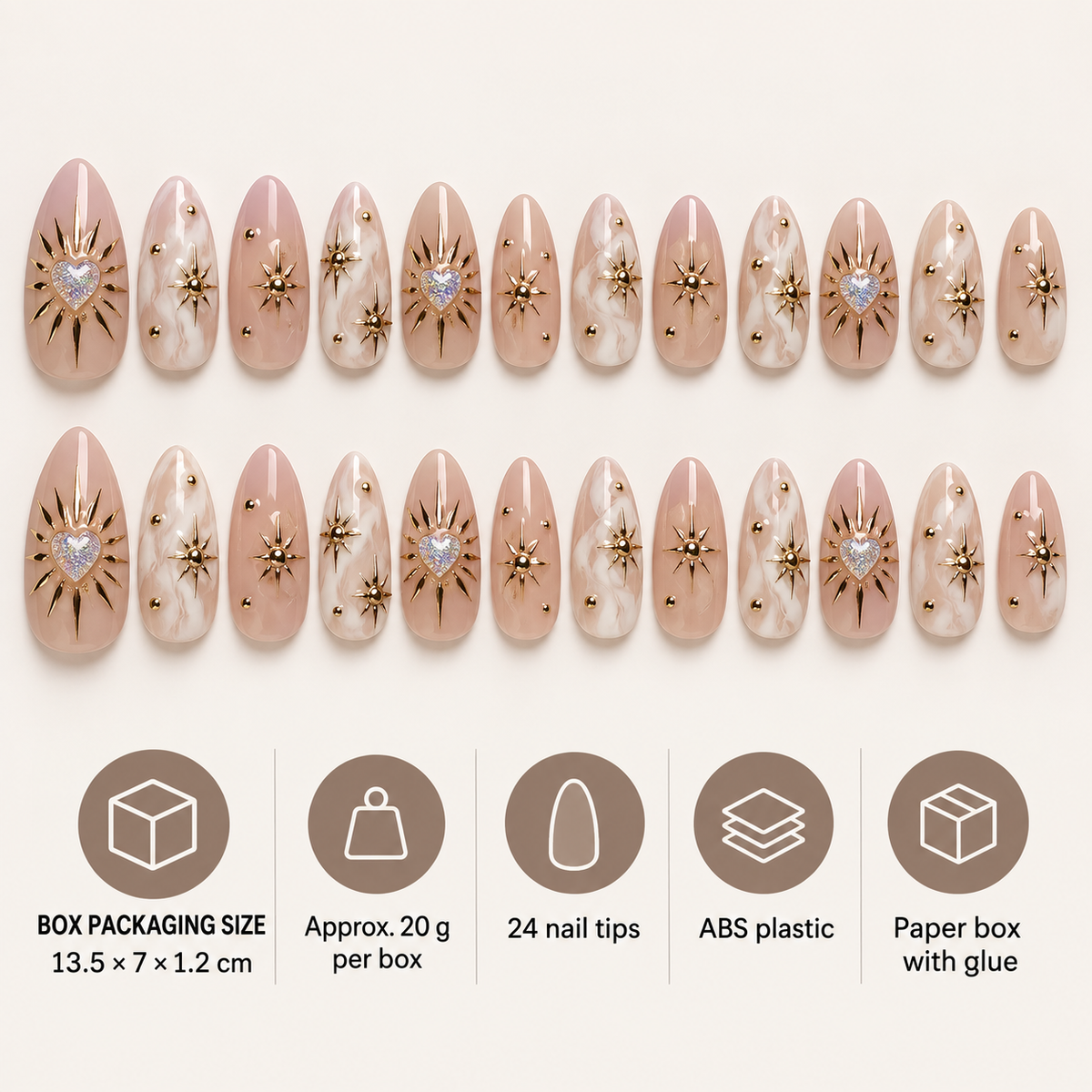 Water Starburst Shimmer Almond Press On Nails - image 3