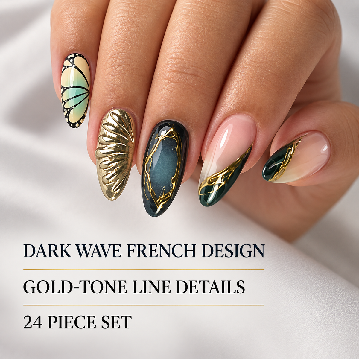 Midnight Galaxy Dark Wave French Press On Nail Set