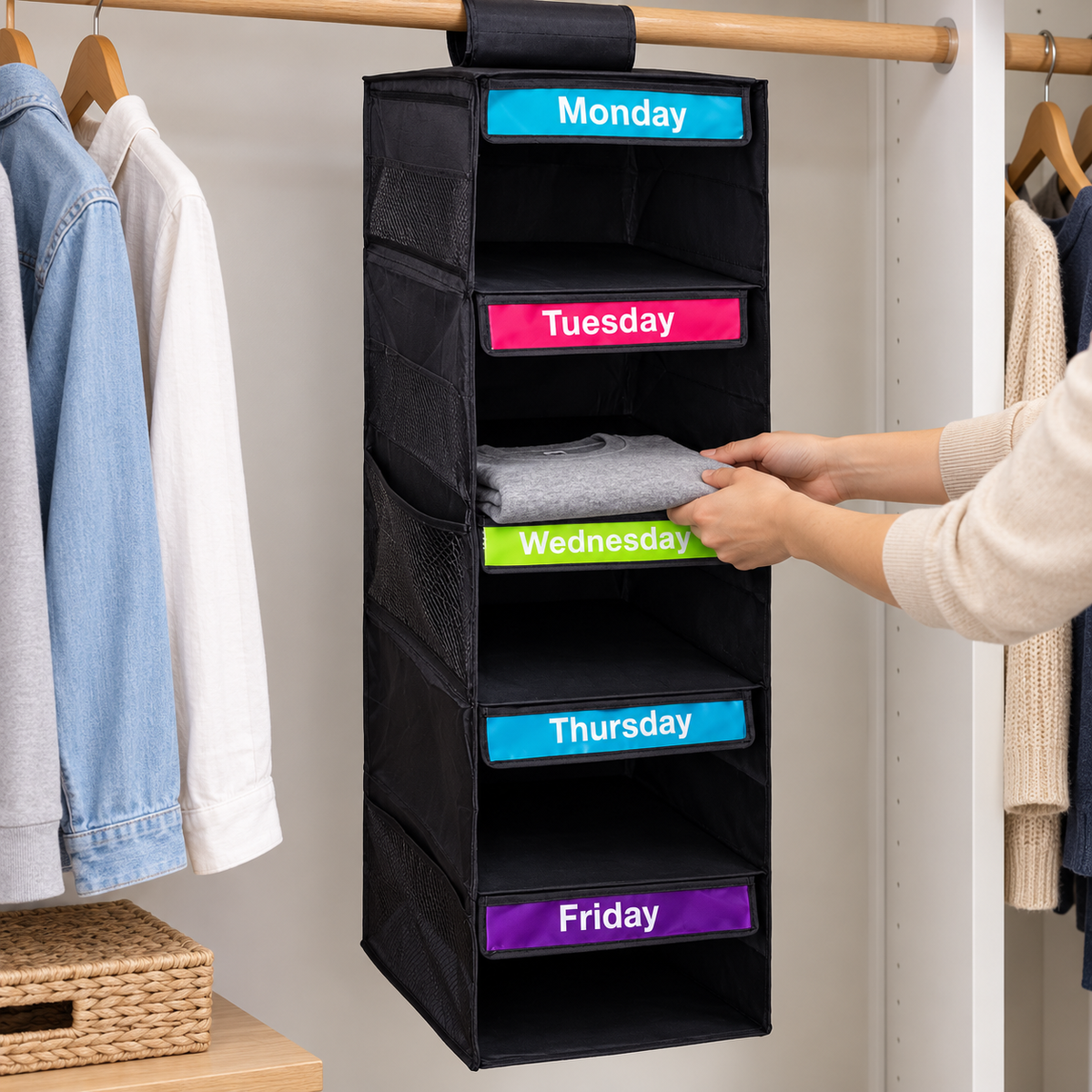 Five-Compartment Hanging Closet Organizer 7