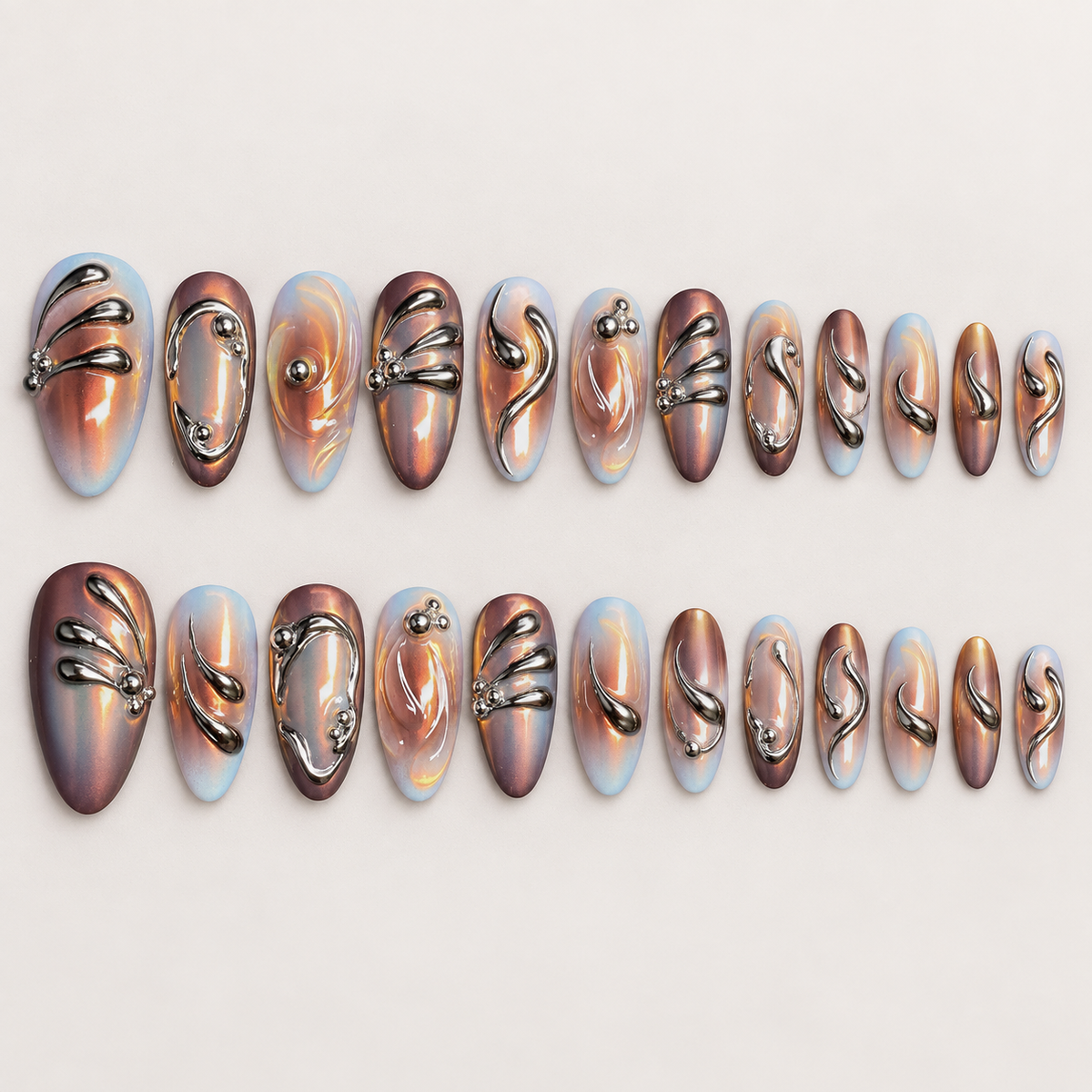 Starlit Irregular Metallic Ombré Press On Nail Set