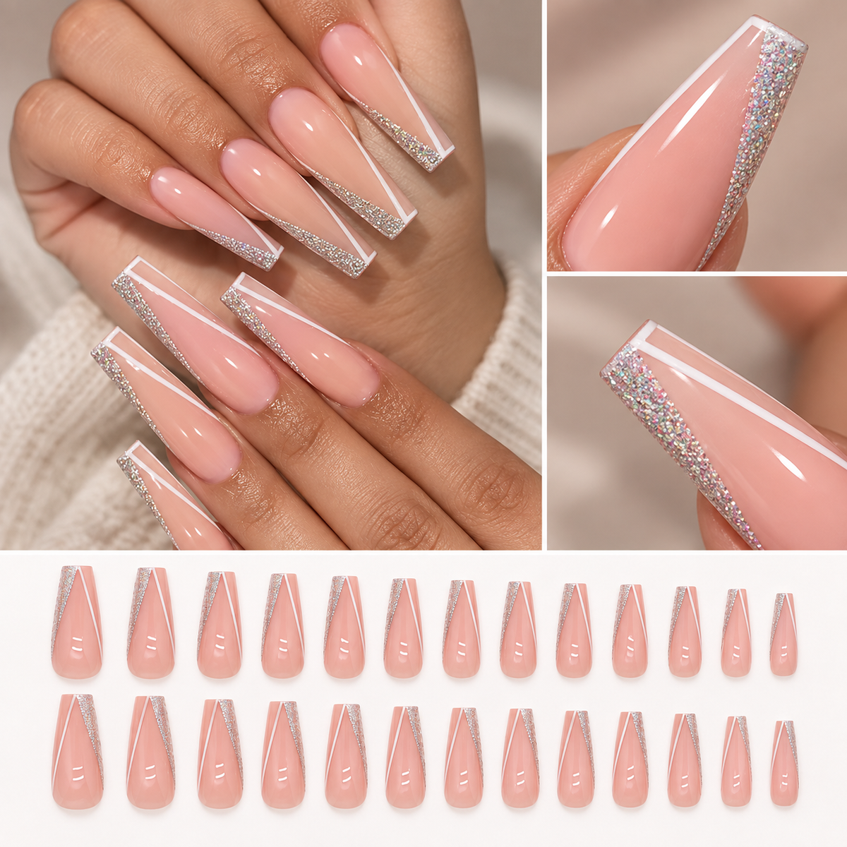French Galaxy Sparkle Ballerina Press On Nail Set · mproduct-f0da02f3d21d2f80b827