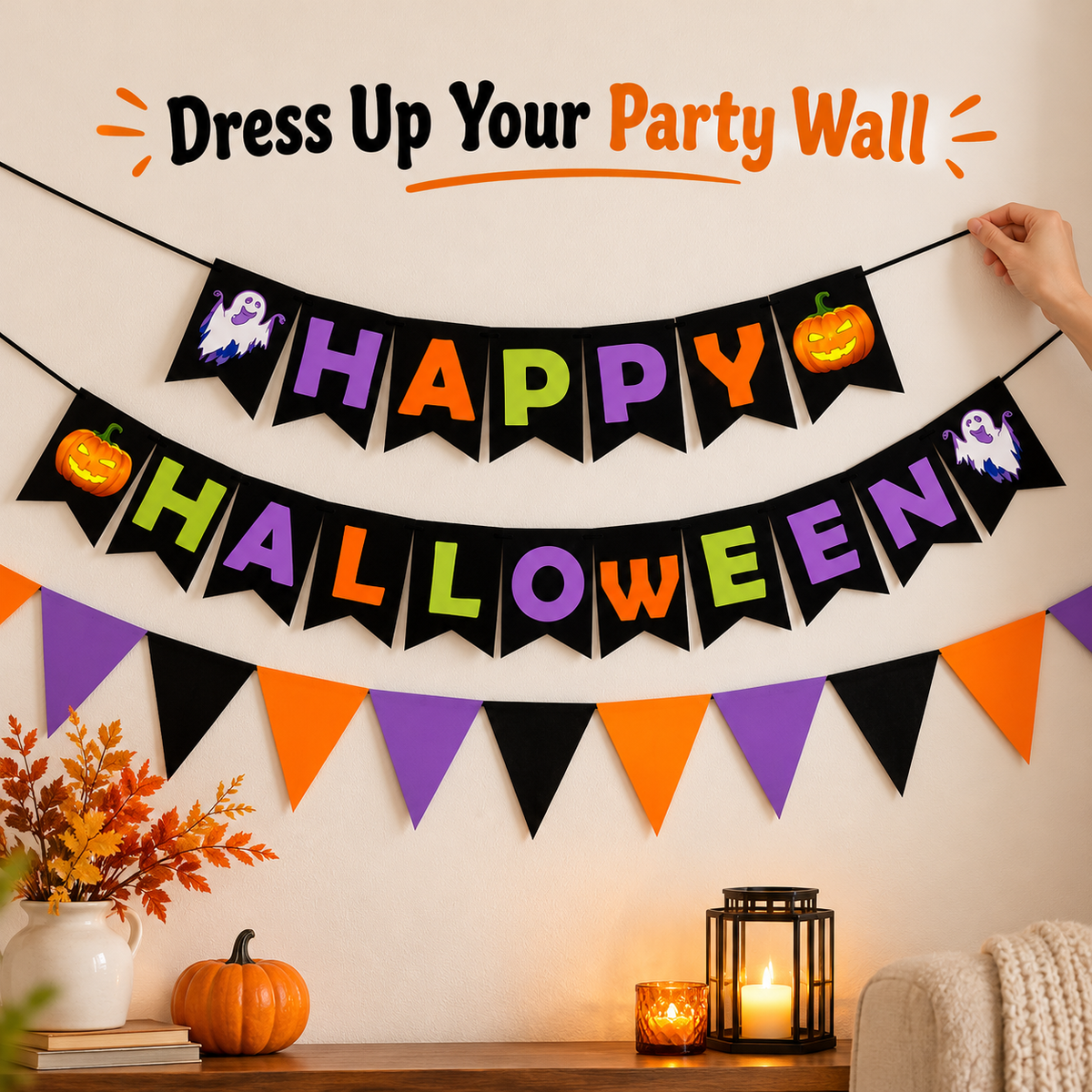Happy Halloween Letter Banner with Triangle Garland 6