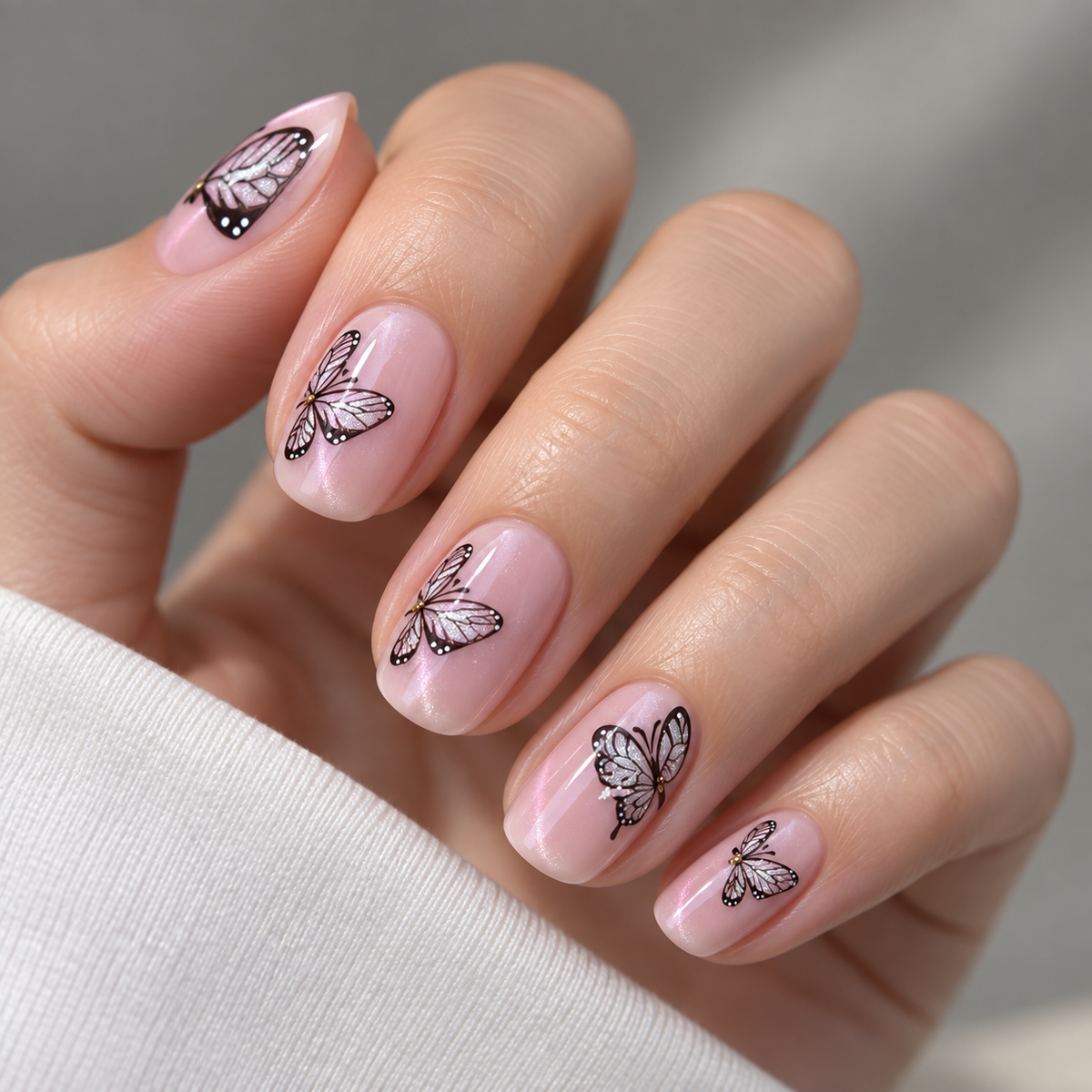 Luminous Cat Eye Butterfly Press On Nail Set
