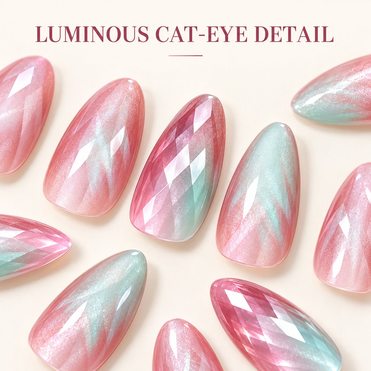 Glazed Cat Eye Gradient Almond Press On Nails - image 5