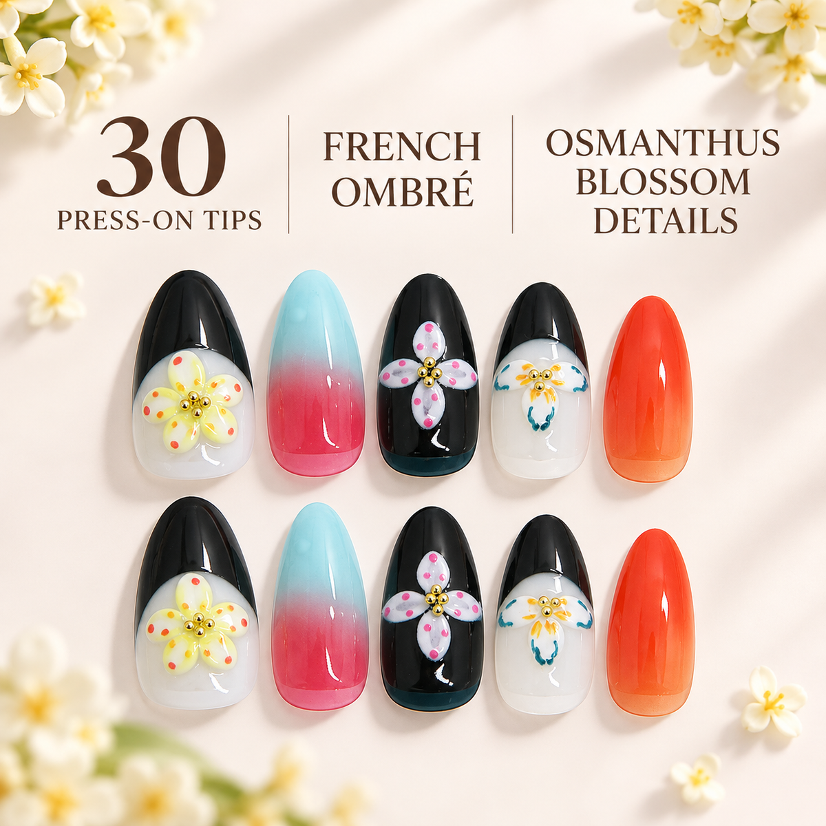 Translucent Osmanthus French Almond Press On Nail Set