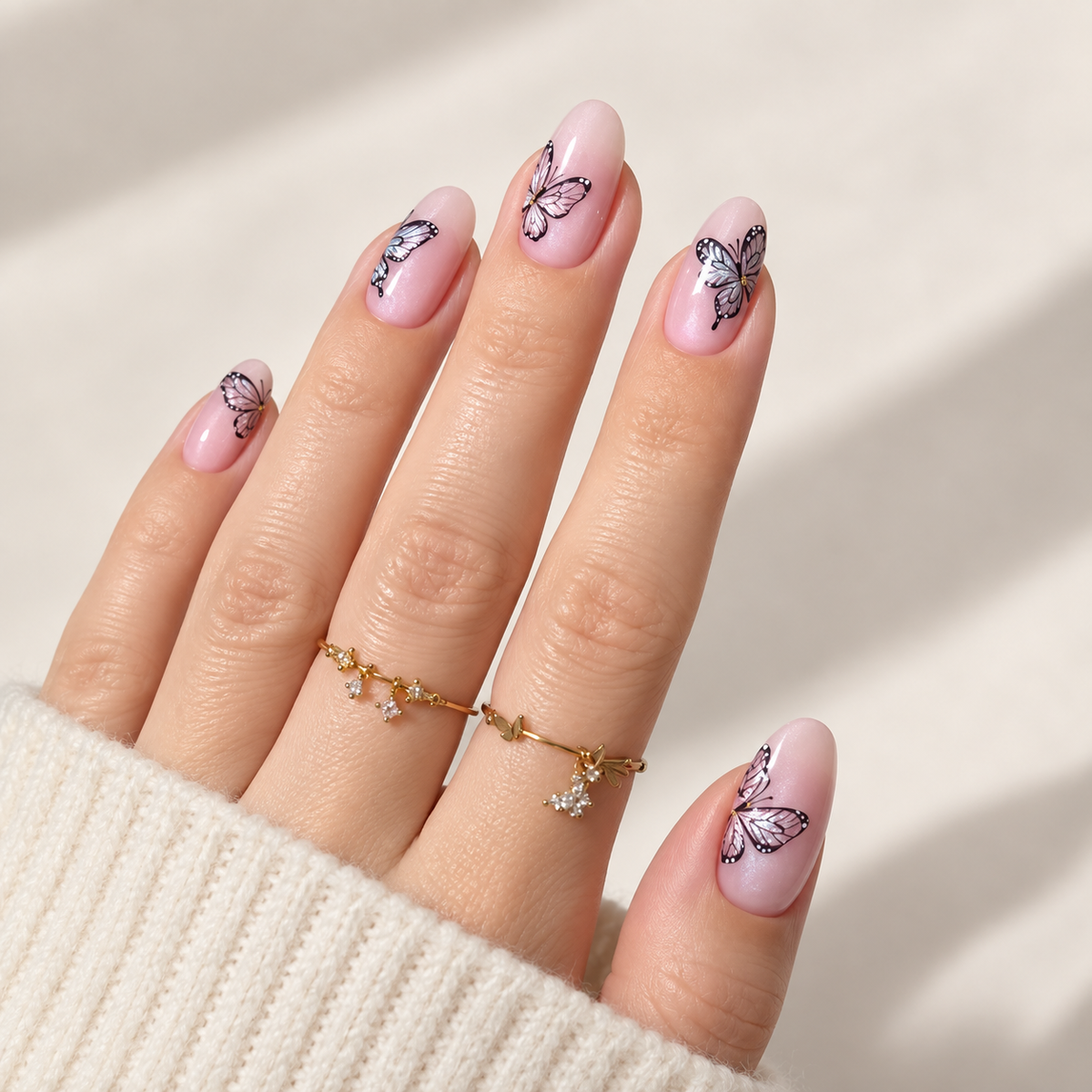 Luminous Cat Eye Butterfly Press On Nail Set