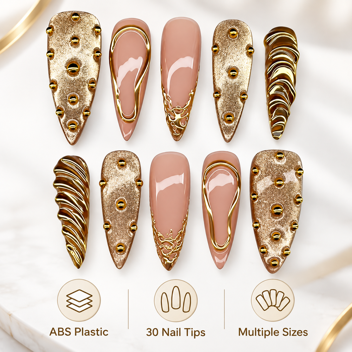Sunset Reverie Molten Gold Press On Nails - image 7
