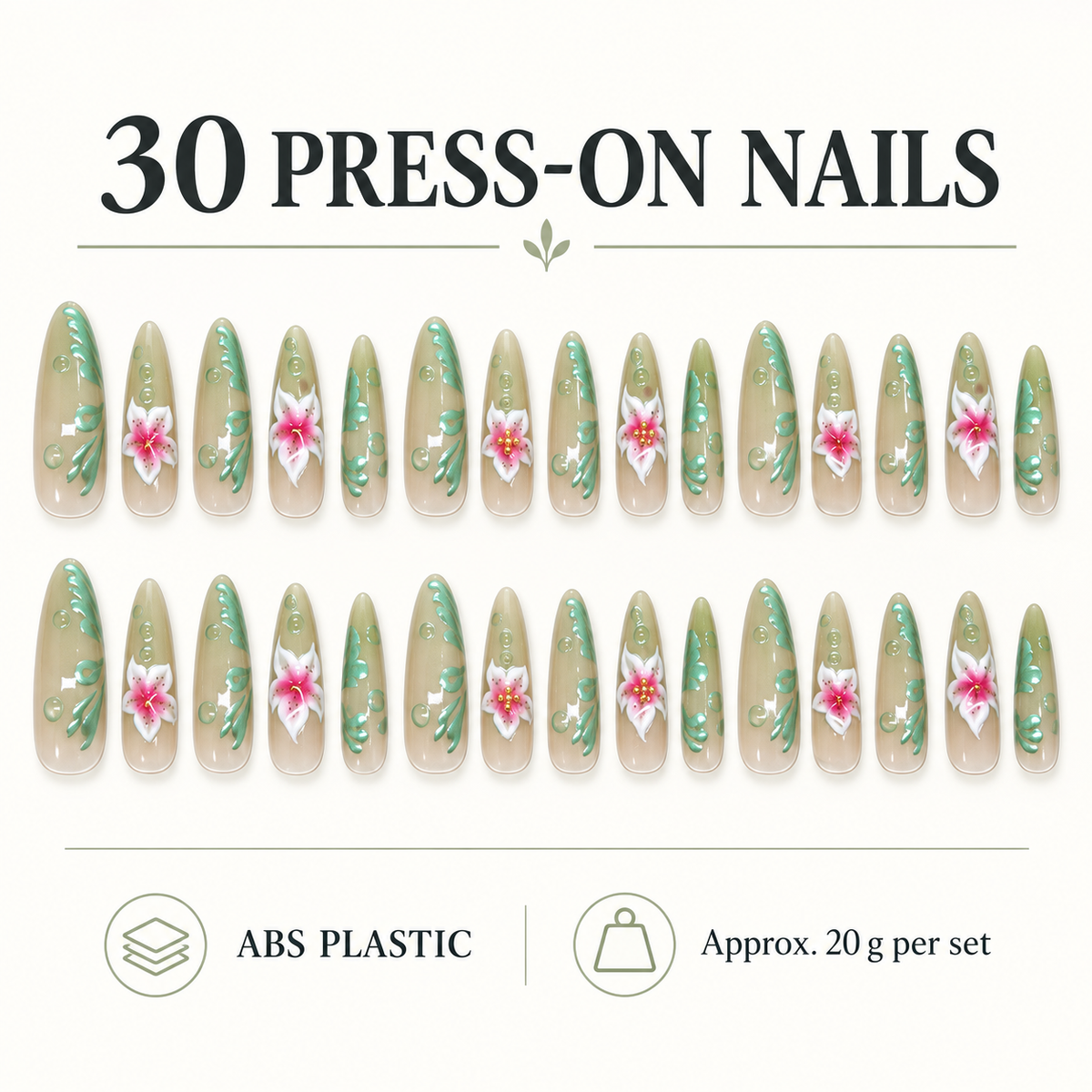 Iced Grape Cat Eye Floral Press On Nail Set