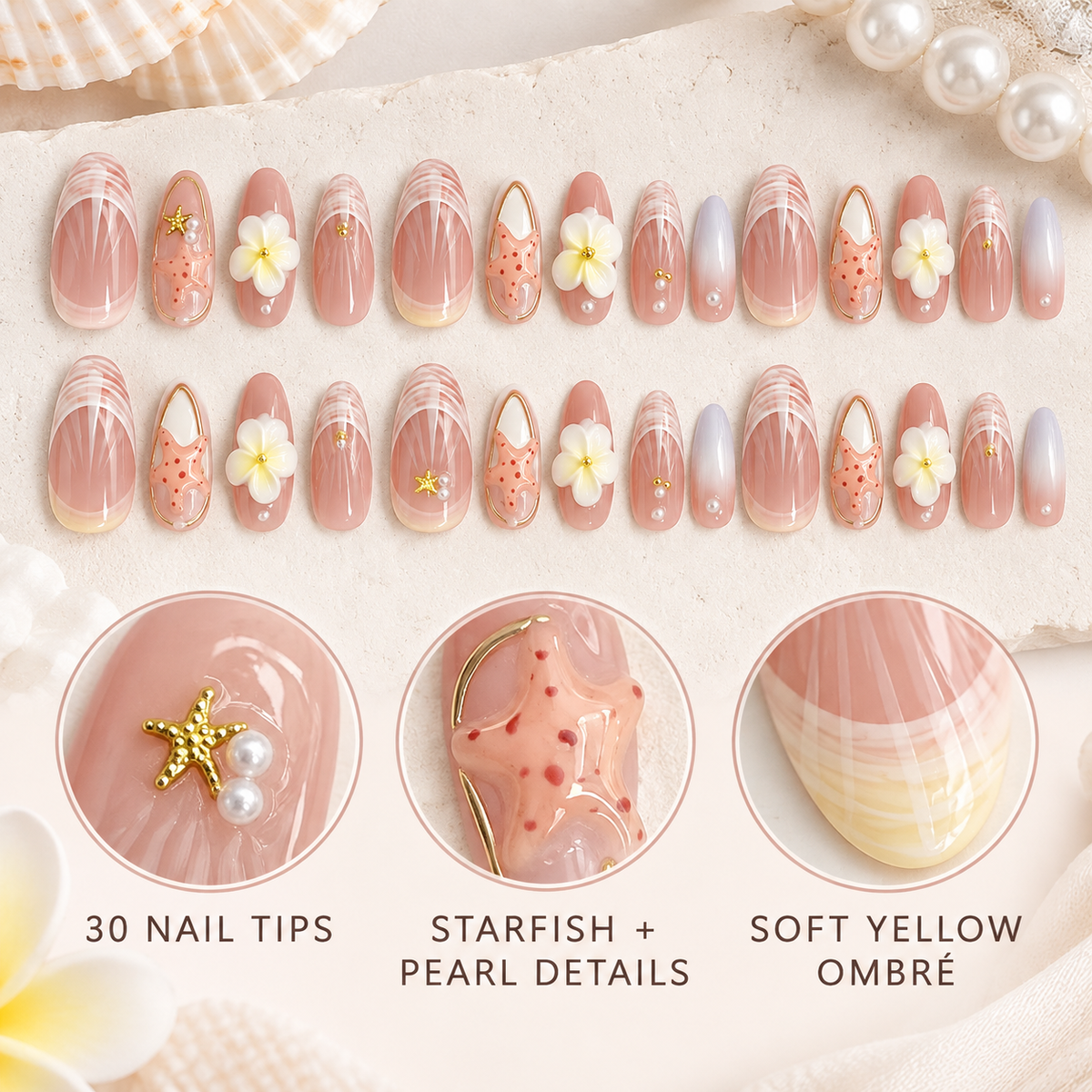 Phantom Starfish Pearl Ombré Press On Nail Set