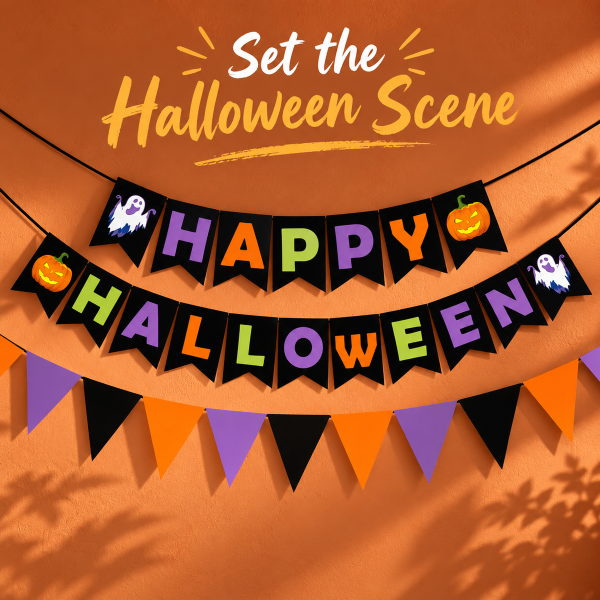 Happy Halloween Letter Banner with Triangle Garland 5