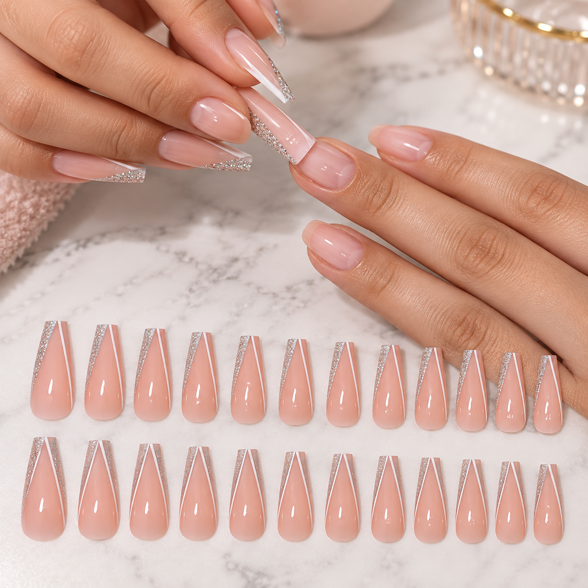 French Galaxy Sparkle Ballerina Press On Nail Set · mproduct-545796dab95d7459afd0