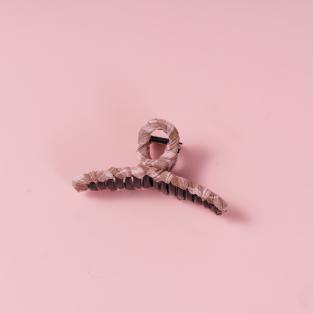 Pink Check Fabric Hair Claw 13cm
