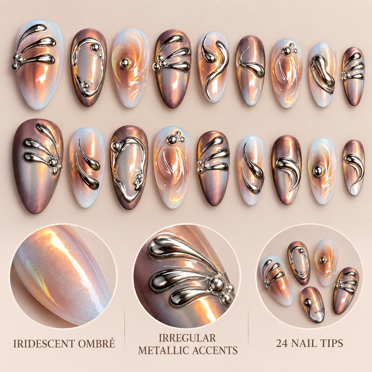 Starlit Irregular Metallic Ombré Press On Nail Set
