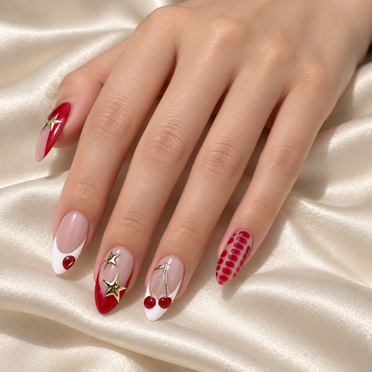 Gilded Star Cherry French Press On Nail Set image 5