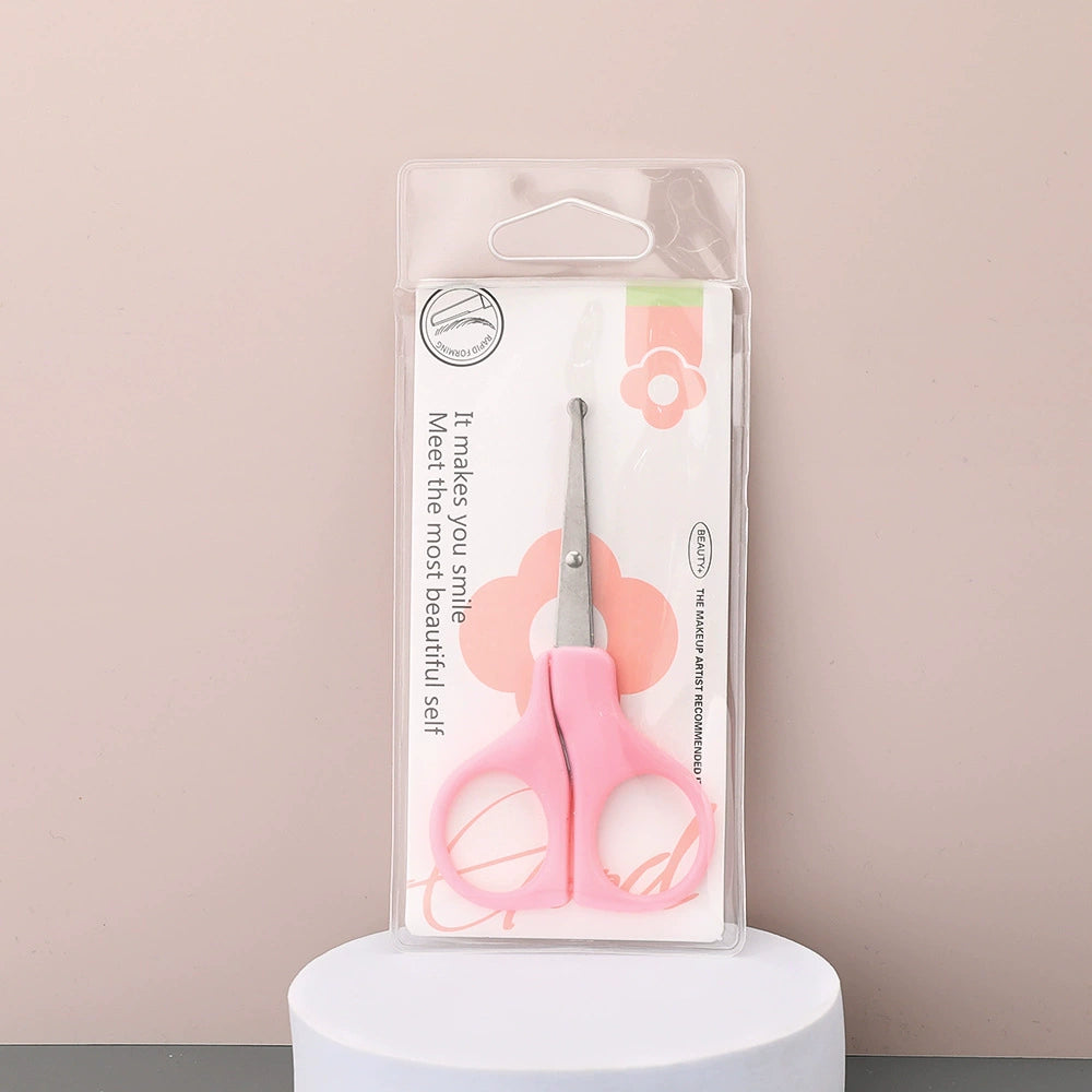 Pink Handle Nose Hair Scissors with Pouch