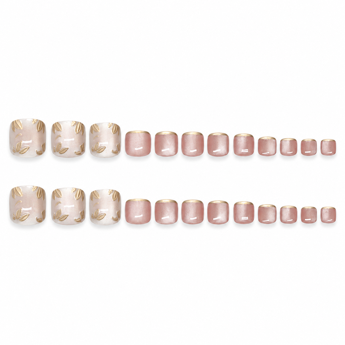 Gilded Floral Cat Eye Press On Toenail Set