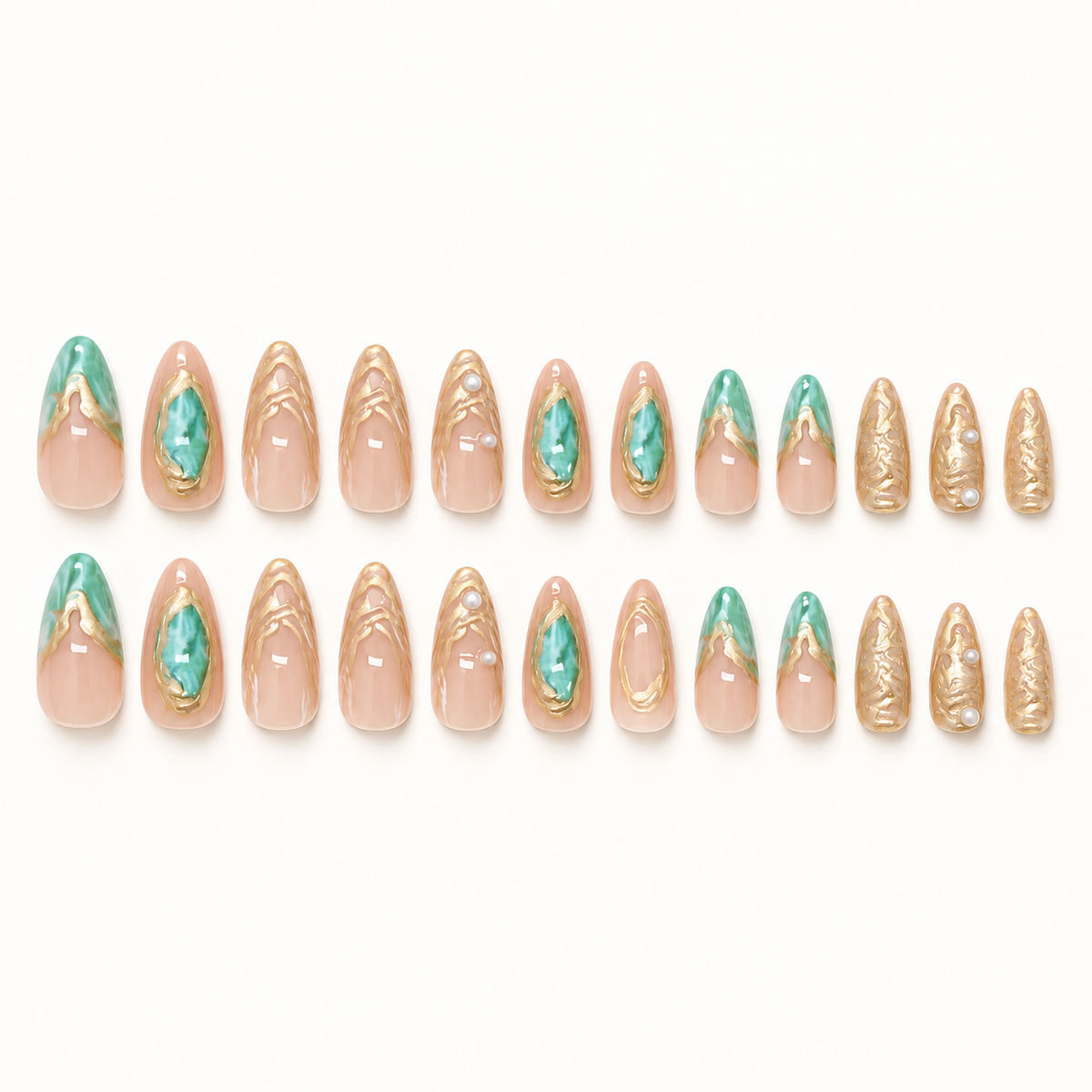 Aurora Sand Gold French Pearl Press On Nails - image 2