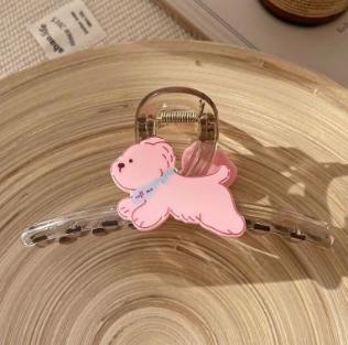 Pink Dog Acrylic Claw Clip 13cm 2