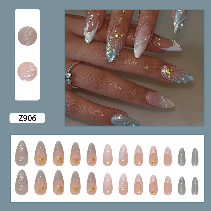 Ocean Mermaid Shell Star Press On Nails 24 Piece Set - image 6