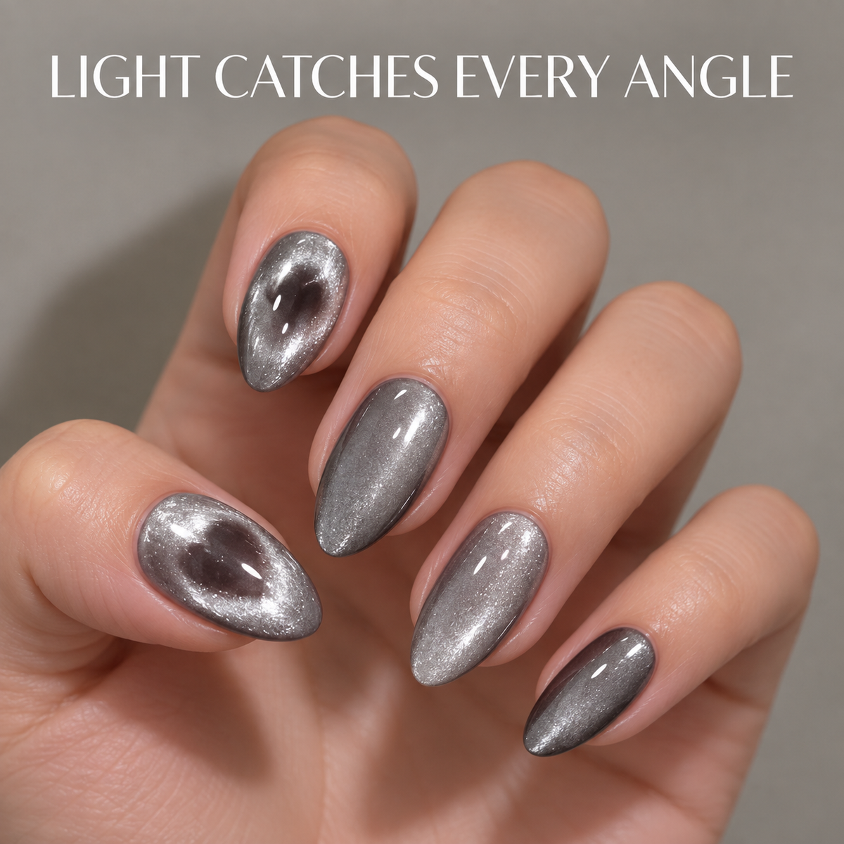 Heart Glow Cat Eye Almond Press On Nail Set