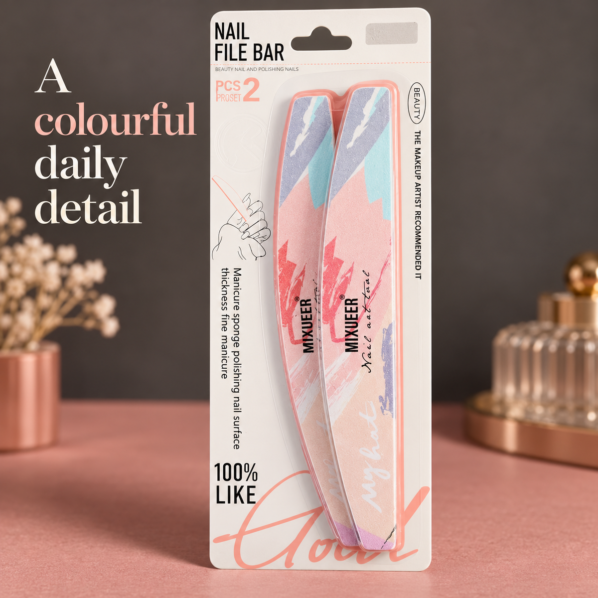 MIXUEER Printed Nail Files, 2-Pack 2