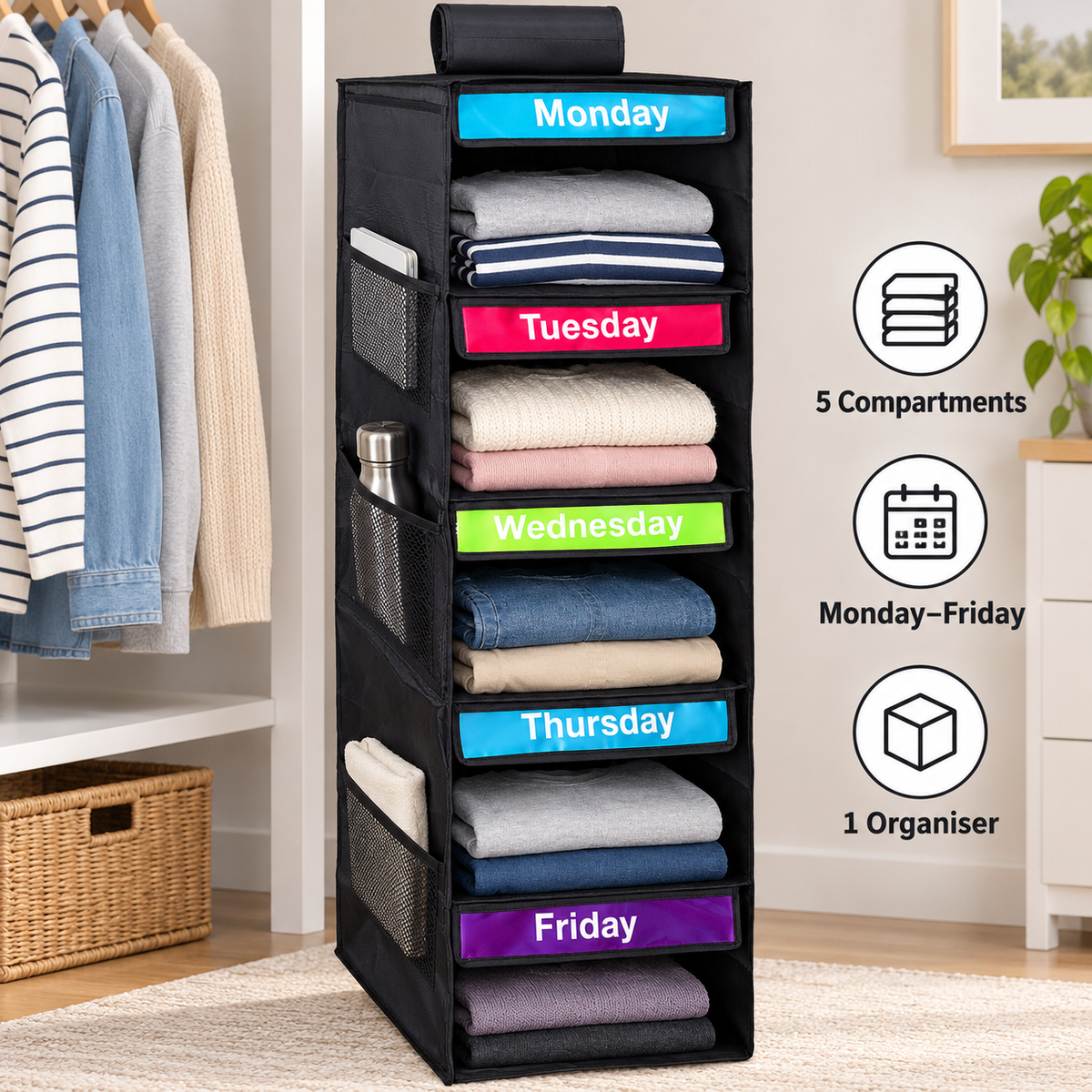 Five-Compartment Hanging Closet Organizer 4