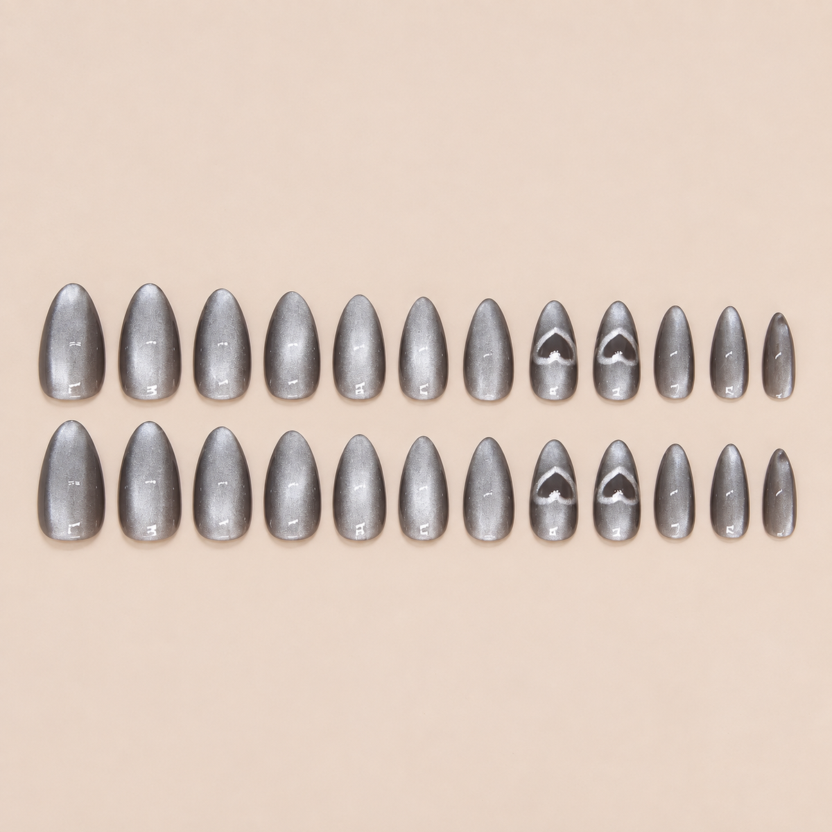 Heart Glow Cat Eye Almond Press On Nail Set