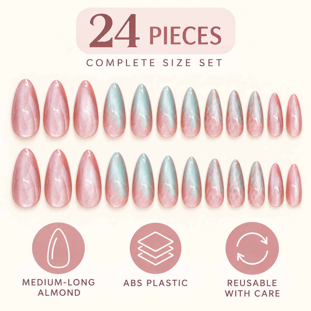 Glazed Cat Eye Gradient Almond Press On Nails - image 4