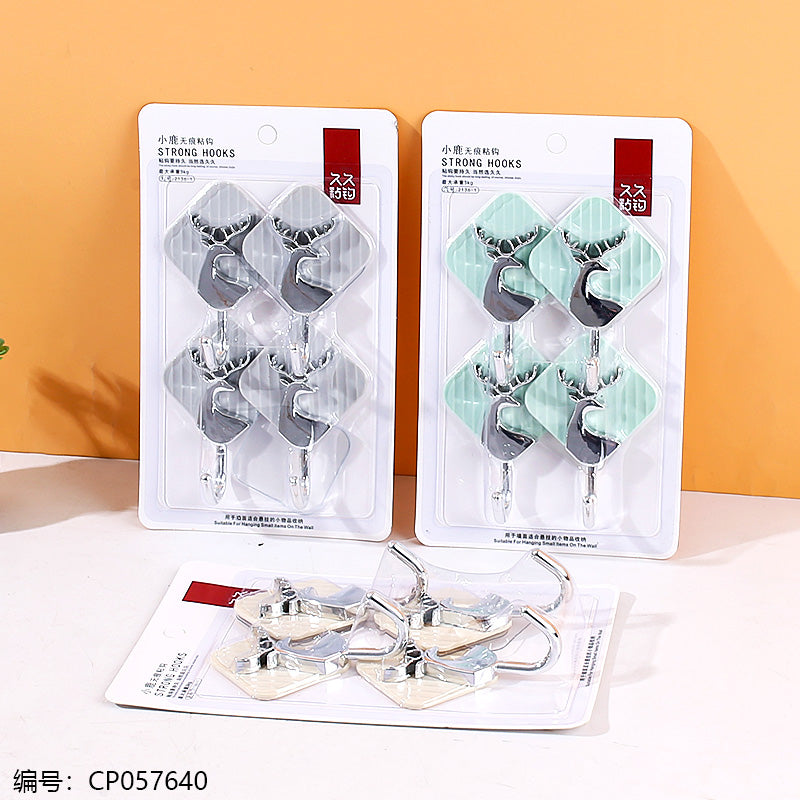 4-Pack Metal Deer Hooks, Silver & Mint 2