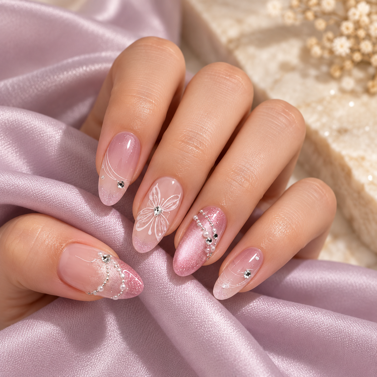 Luminous Butterfly Cat Eye Gradient Press On Nail Set